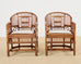 Pair of Brighton Pavilion Style Bamboo Rattan Dining Armchairs