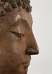 Large Patinated Bronze Sukhothai Style Buddha Head Sculpture