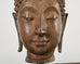Large Patinated Bronze Sukhothai Style Buddha Head Sculpture
