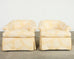 Pair of A. Rudin Attributed White Coral Over Butter Club Chairs