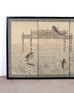 Asian Showa Four Panel Screen Jumping Koi at the Dragon Gate