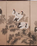 Japanese Style Showa Four-Panel Screen Cranes in Pine Trees