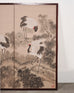 Japanese Style Showa Four-Panel Screen Cranes in Pine Trees