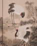 Japanese Style Showa Four-Panel Screen Cranes in Pine Trees