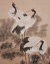 Japanese Style Showa Four-Panel Screen Cranes in Pine Trees