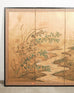 Japanese Showa Four-Panel Screen Autumn Landscape Rooster & Hen