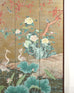 Asian Showa Four-Panel Screen Herons Amid Lotus and Peonies