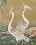 Asian Showa Four-Panel Screen Herons Amid Lotus and Peonies