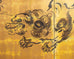 Japanese Showa Four Panel Screen Pair of Karashishi Foo Dogs