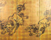 Japanese Showa Four Panel Screen Pair of Karashishi Foo Dogs