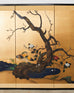 Japanese Style Four Panel Screen Flowering Prunus with Ducks