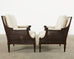 Pair of Neoclassical Louis XVI Style Caned Bergere Lounge Chairs