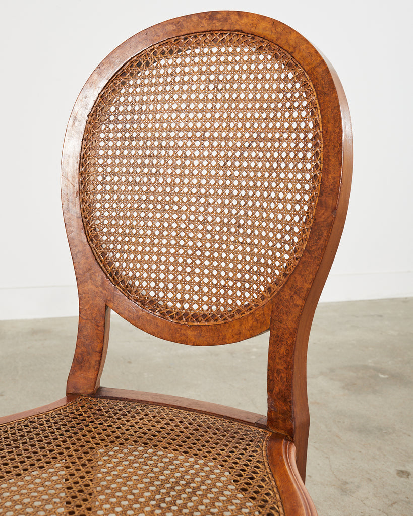Set of Six French Burlwood Caned Dining Chairs – Erin Lane Estate