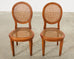 Set of Six French Burlwood Caned Dining Chairs