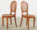 Set of Six French Burlwood Caned Dining Chairs