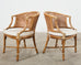 Set of Four McGuire Rattan Cane Barrel Dining Chairs