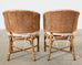 Set of Four McGuire Rattan Cane Barrel Dining Chairs