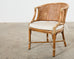 Set of Four McGuire Rattan Cane Barrel Dining Chairs