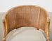 Set of Four McGuire Rattan Cane Barrel Dining Chairs