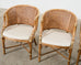 Set of Four McGuire Rattan Cane Barrel Dining Chairs