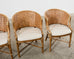 Set of Four McGuire Rattan Cane Barrel Dining Chairs