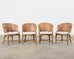 Set of Four McGuire Rattan Cane Barrel Dining Chairs