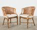 Set of Four McGuire Rattan Cane Barrel Dining Chairs