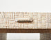 Organic Modern Basket Weave Cerused Wicker Kneehole Pedestal Desk