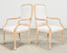 Set of Four Regency Style Cerused Blonde Birch Dining Armchairs