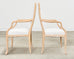 Set of Four Regency Style Cerused Blonde Birch Dining Armchairs