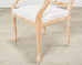 Set of Four Regency Style Cerused Blonde Birch Dining Armchairs