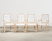 Set of Four Regency Style Cerused Blonde Birch Dining Armchairs
