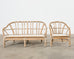 McGuire Cerused Twisted Rattan Settee and Lounge Chair