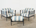 Pair of Michael Taylor Style Montecito Chairs and Ottoman