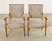 Pair of French Louis XVI Style Carved Beech Armchairs