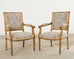 Pair of French Louis XVI Style Carved Beech Armchairs