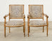 Pair of French Louis XVI Style Carved Beech Armchairs
