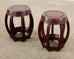 Pair of Chinese Export Hardwood Drum Stools or Drink Tables