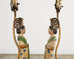 Pair of Chinese Tang Dynasty Style Figural Pottery Table Lamps