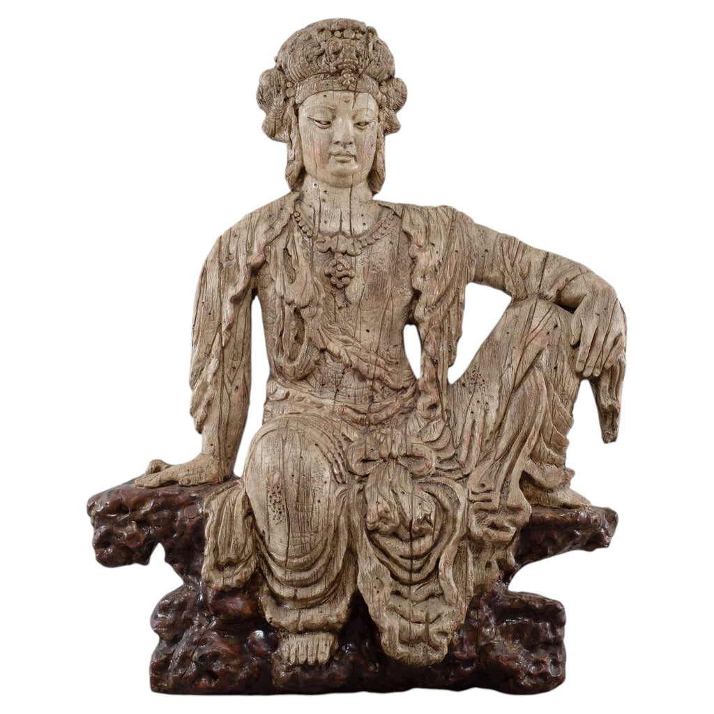 Chinese Qing Style Sculpture Figure of Bodhisattva Guanyin