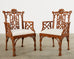 Pair of George III Chinese Chippendale Style Lacquered Pagoda Armchairs