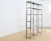 Industrial Style Polished Steel Library Etagere Bookcase with Step