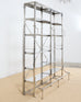 Industrial Style Polished Steel Library Etagere Bookcase with Step