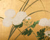 Japanese Edo Four Panel Screen Flowering White Chrysanthemums