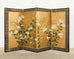 Japanese Edo Four Panel Screen Flowering White Chrysanthemums