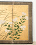 Japanese Edo Four Panel Screen Flowering White Chrysanthemums