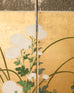 Japanese Edo Four Panel Screen Flowering White Chrysanthemums