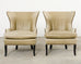 Pair of Midcentury Style Leather Butterfly Wingback Chairs