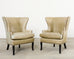 Pair of Midcentury Style Leather Butterfly Wingback Chairs