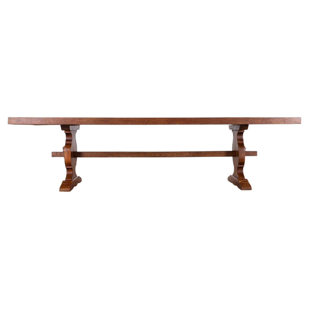 Country French Provincial Oak Farmhouse Trestle Dining Table 10 Ft